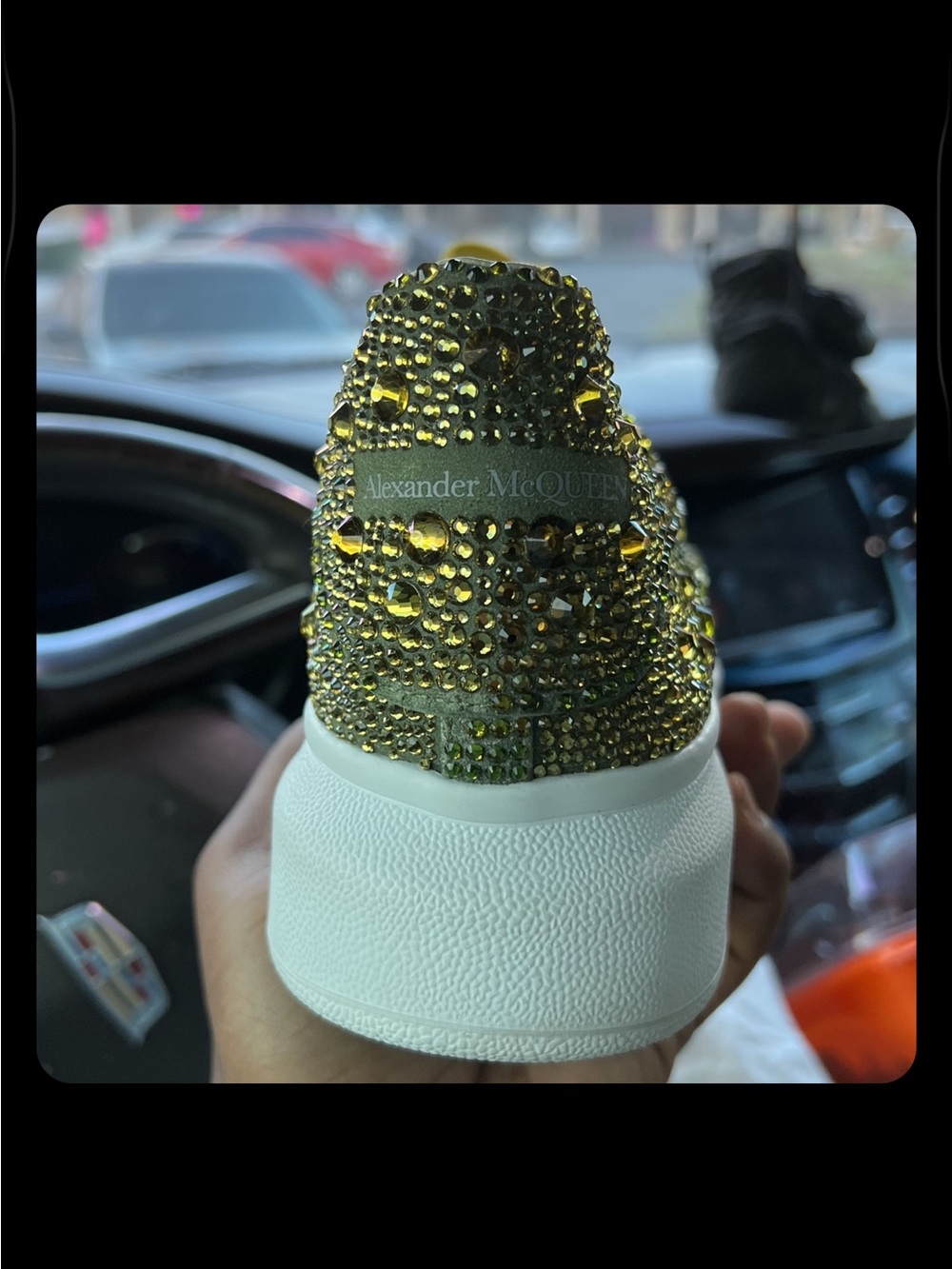 Alexander McQUEEN Gold Crystal Heel Sneakers